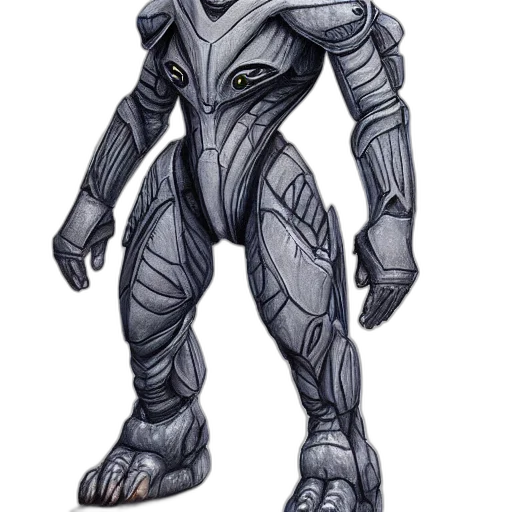 robot, concept art, fantasy art, comic book art, 3d render, monochrome, sangheili, realistic transparent PNG cut-out