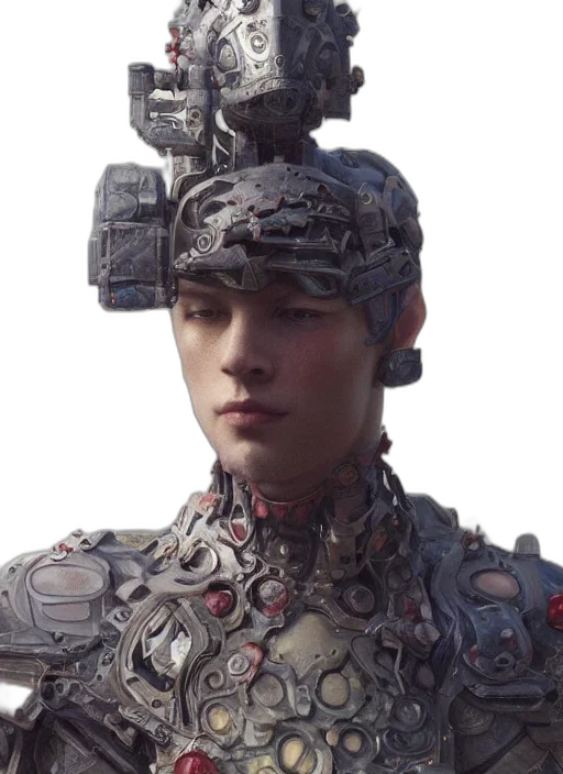 robot, face, crown, jacket transparent PNG cut-out