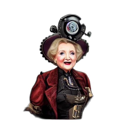 robot, crown, staff, 3d render, concept art, photorealistic, betty, white transparent PNG cut-out