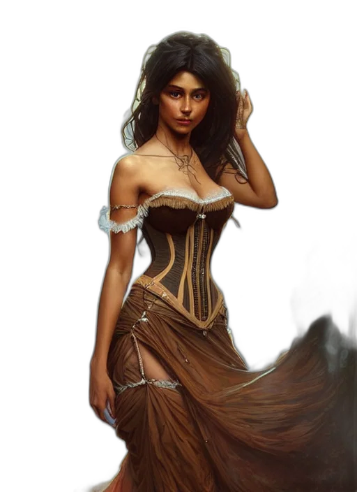 dress, jewelry, fantasy art, concept art, oil painting, photorealistic, fire, forest transparent PNG cut-out