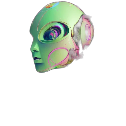 mask, face, robot, jewelry, vaporwave, concept art, 3d render, cyberpunk transparent PNG cut-out