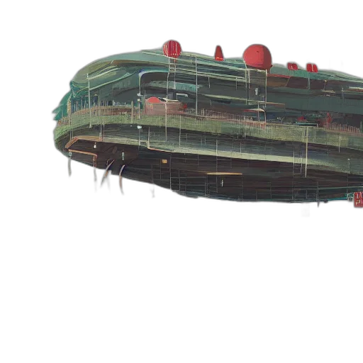 umbrella, building, hat, car, 3d render, concept art, photorealistic, cyberpunk transparent PNG cut-out