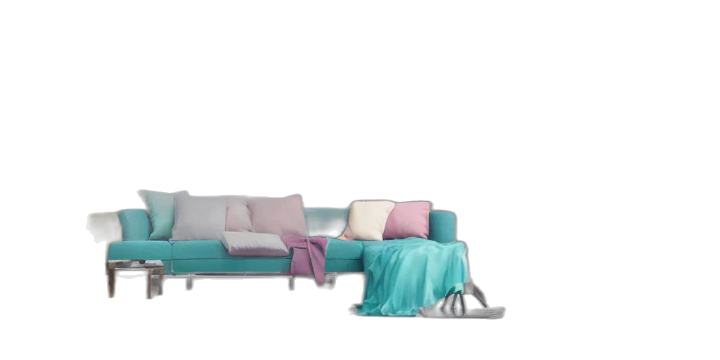 furniture, 3d render, concept art, photorealistic, vaporwave, pastel, colorful, blue transparent PNG cut-out
