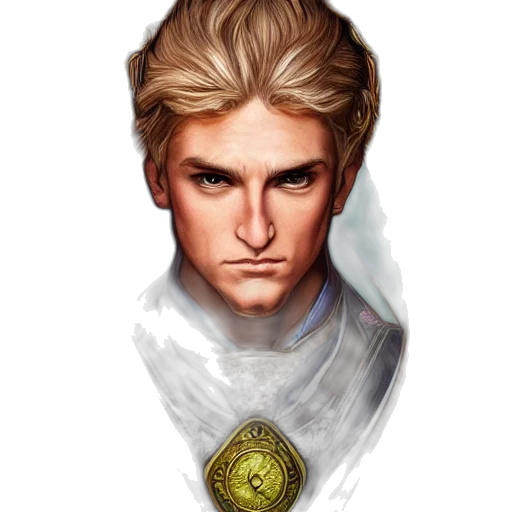 face, staff, fantasy art, concept art, pixel art, photorealistic, golden, head-on transparent PNG cut-out