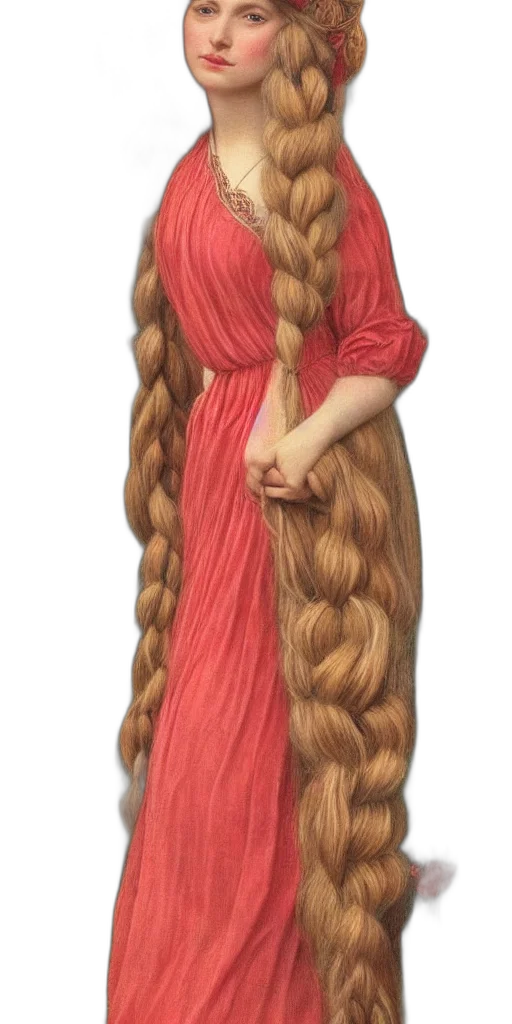 dress, hair, crown, staff transparent PNG cut-out