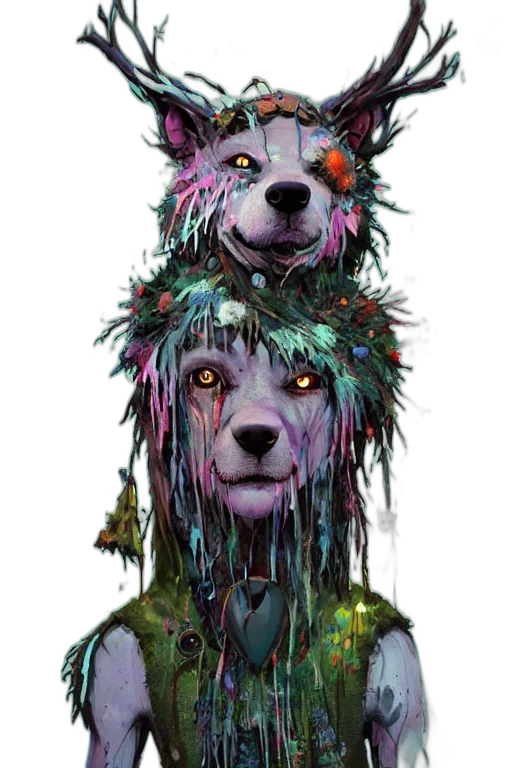 creature, animal, mask, face, concept art, fantasy art, cyberpunk, watercolor transparent PNG cut-out