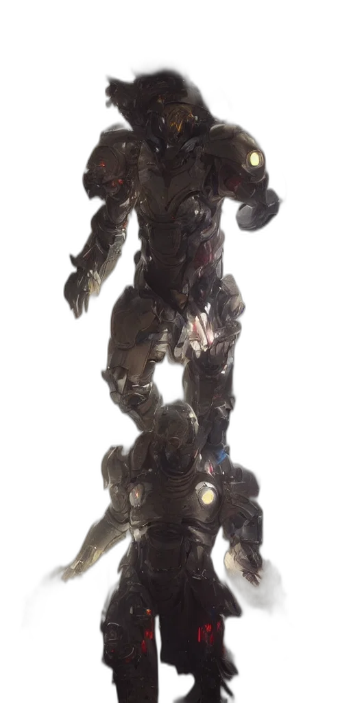 robot, creature, staff, weapon, 3d render, concept art, fantasy art, comic book art transparent PNG cut-out