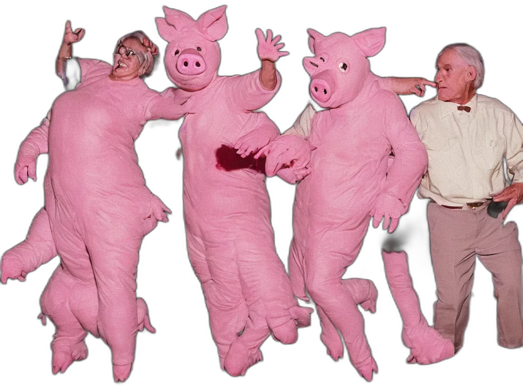 animal, couple, grandparents, years, old, wearing, pig, costume transparent PNG cut-out