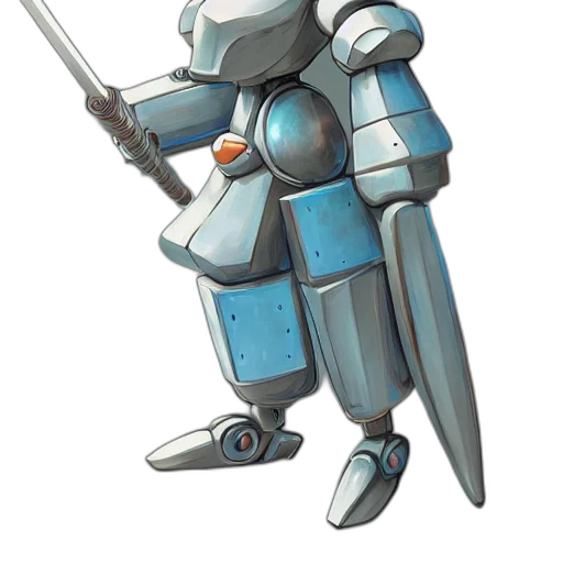 robot, sword, staff, weapon, concept art, pixel art, fantasy art, watercolor transparent PNG cut-out