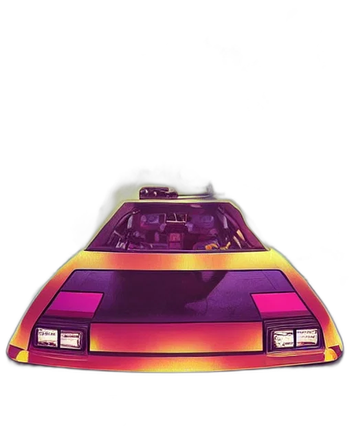 car, vaporwave, concept art, stylish, vfx, drew, struzan, movie transparent PNG cut-out
