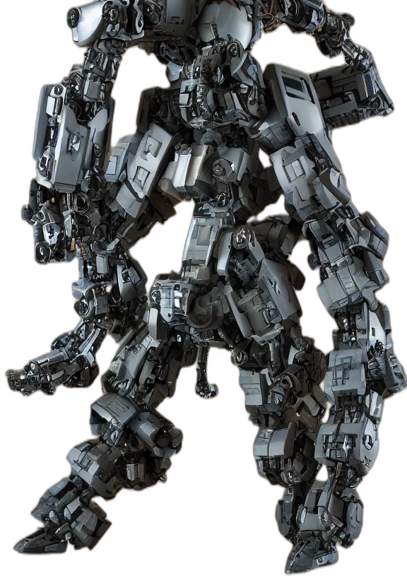 robot, weapon, concept art, 3d render transparent PNG cut-out