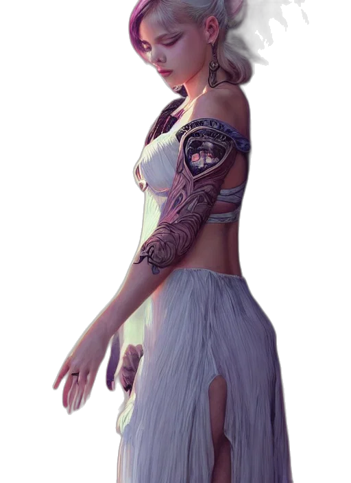 dress, jewelry, staff, robot transparent PNG cut-out