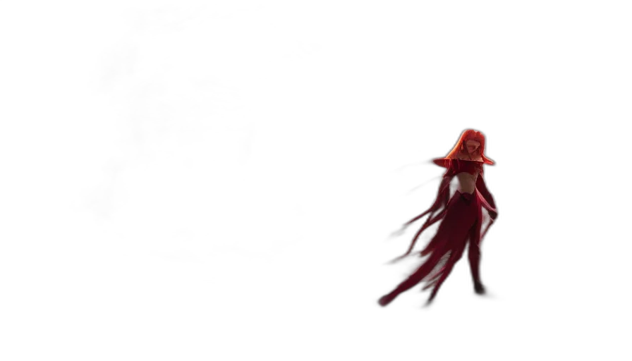 dress, creature, hair, staff transparent PNG cut-out