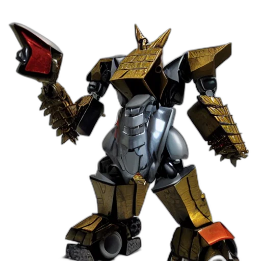 robot, weapon, concept art, 3d render, golden, grimlock, autobot, dinobot transparent PNG cut-out