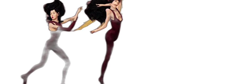 dress, creature, hair, staff transparent PNG cut-out