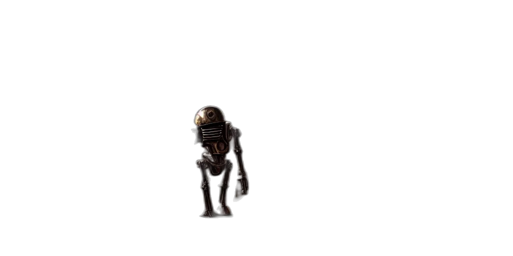 robot, creature, staff, animal, pixel art, concept art, 3d render, vaporwave transparent PNG cut-out