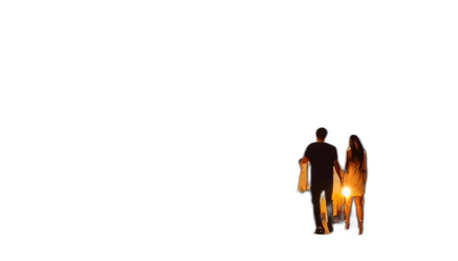 concept art, 3d render, outer space, fog, fire, night, couple, walking transparent PNG cut-out