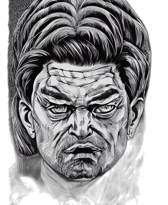 face, mask, comic book art, pencil sketch transparent PNG cut-out