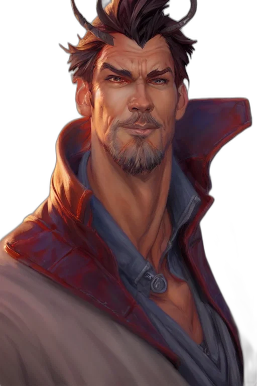 face, jacket, concept art, fantasy art, photorealistic, comic book art, red, character transparent PNG cut-out