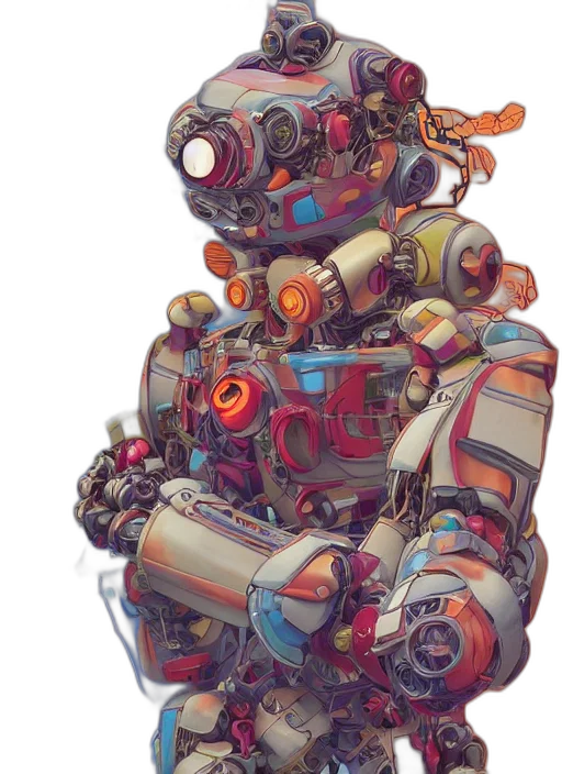 robot, weapon, car, mask, cyberpunk, concept art, 3d render, comic book art transparent PNG cut-out