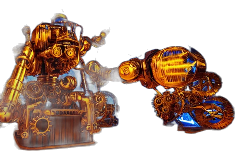 robot, weapon, concept art, 3d render, fantasy art, portrait, photo, giant transparent PNG cut-out