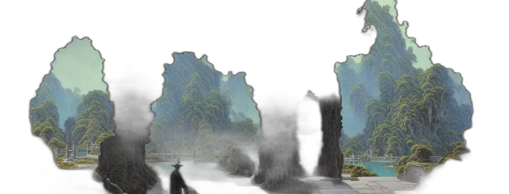 concept art, 3d render, photorealistic, fantasy art, fog, rain, forest, underwater transparent PNG cut-out