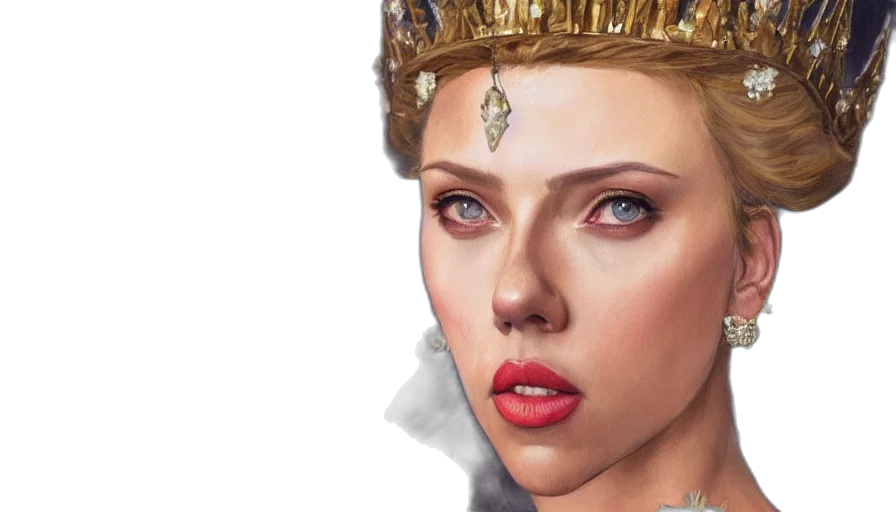 crown, jewelry, photorealistic, fantasy art, concept art, oil painting, scarlett, johansson transparent PNG cut-out