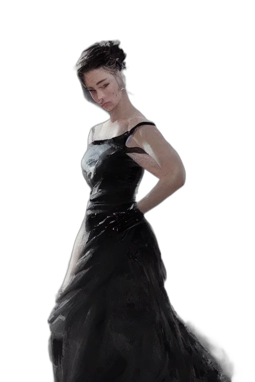 dress, crown, jewelry, concept art, 3d render, photorealistic, cartoon, dark transparent PNG cut-out