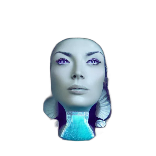 robot, mask, face, jewelry, vaporwave, 3d render, cyberpunk, concept art transparent PNG cut-out