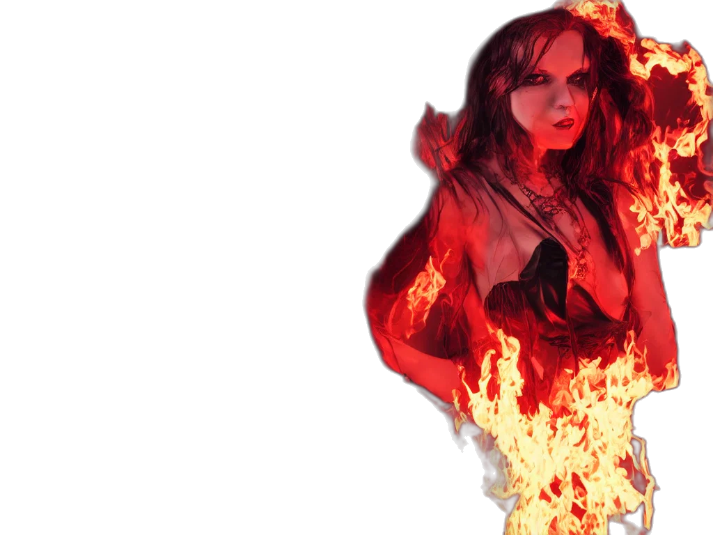concept art, comic book art, fantasy art, photorealistic, fire, red, cowboy, shot transparent PNG cut-out
