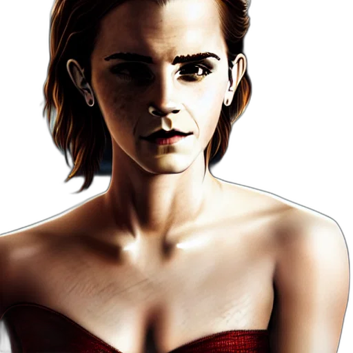 dress, face, photorealistic, comic book art, concept art, cartoon, red, emma transparent PNG cut-out