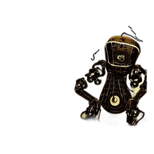 robot, staff, concept art, 3d render, comic book art, pixel art, horror, crawling transparent PNG cut-out