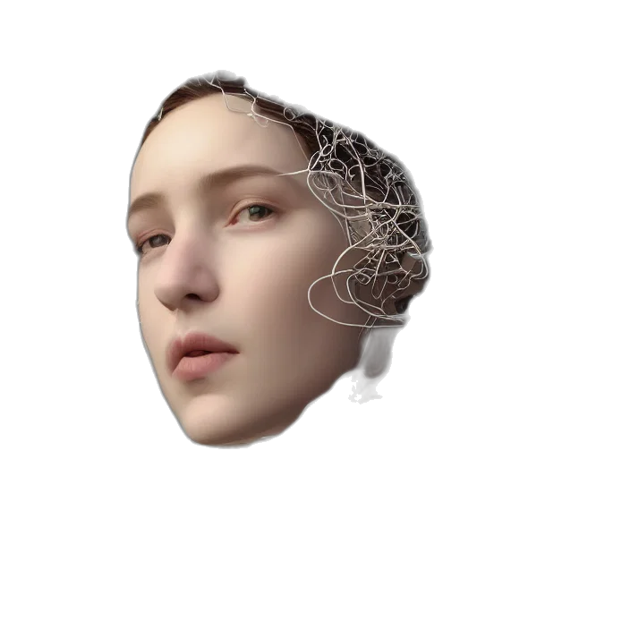 face, crown, mask, robot, photorealistic, 3d render, cyberpunk, concept art transparent PNG cut-out