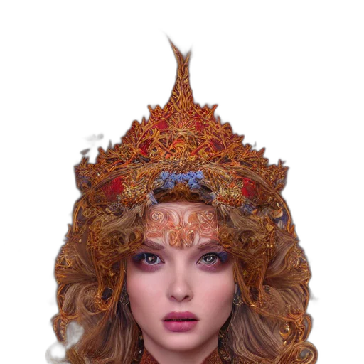 crown, hat, face, mask, fantasy art, photorealistic, oil painting, concept art transparent PNG cut-out