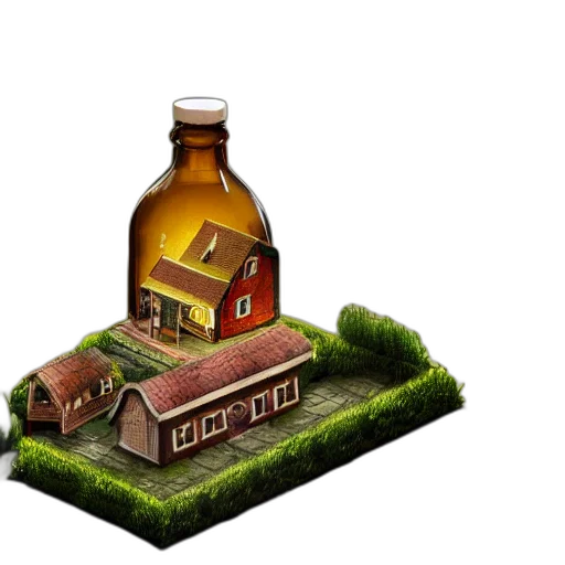 bottle, furniture, building, 3d render, concept art, pixel art, photorealistic, glass transparent PNG cut-out