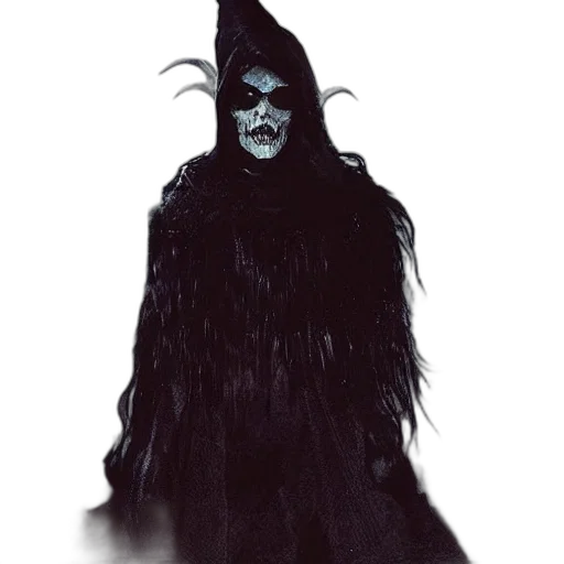 mask, creature, staff, hat, concept art, fantasy art, comic book art, photorealistic transparent PNG cut-out