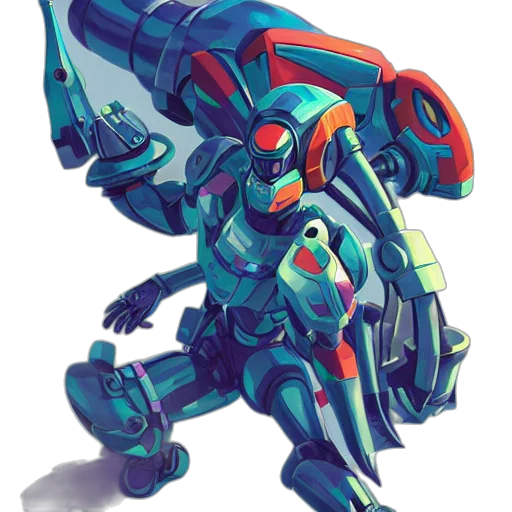 robot, weapon, concept art, pixel art transparent PNG cut-out