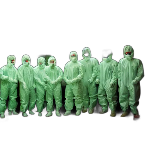 jacket, staff, wide, shot, photo, group, scientists, hazmat transparent PNG cut-out