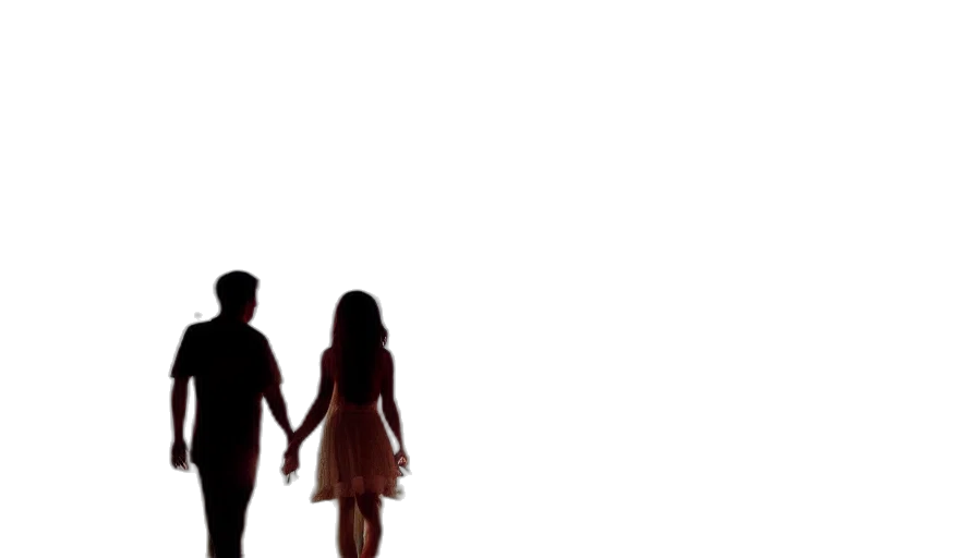 3d render, concept art, outer space, fog, forest, city street, couple, walking transparent PNG cut-out