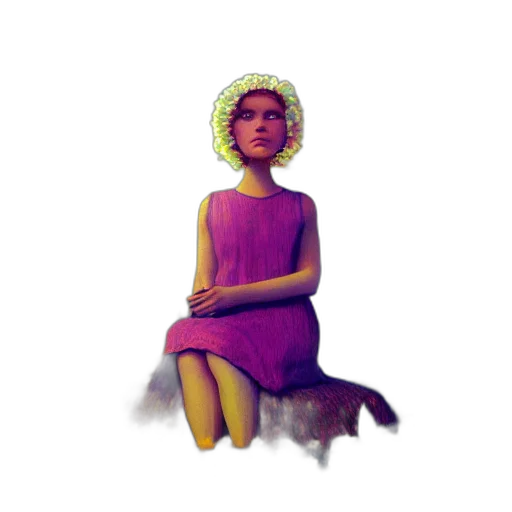 dress, crown, creature, face, vaporwave, pixel art, concept art, 3d render transparent PNG cut-out
