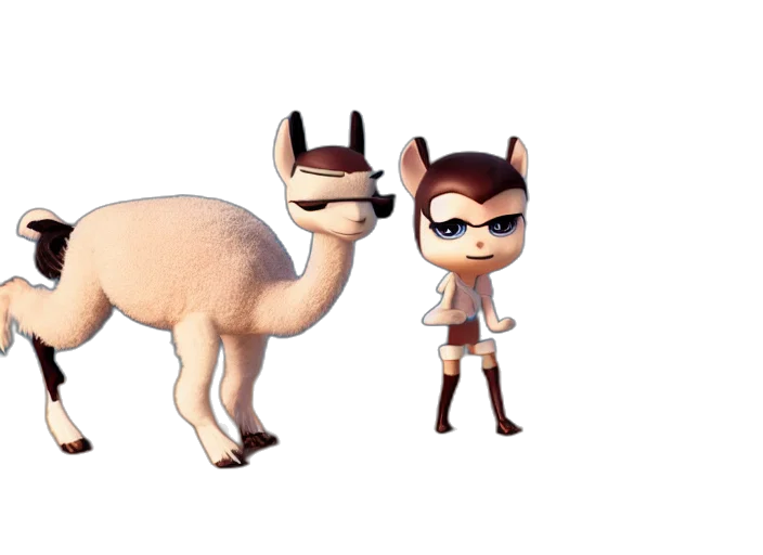 animal, concept art, 3d render, cartoon, fantasy art, llama, nendoroid, walking transparent PNG cut-out