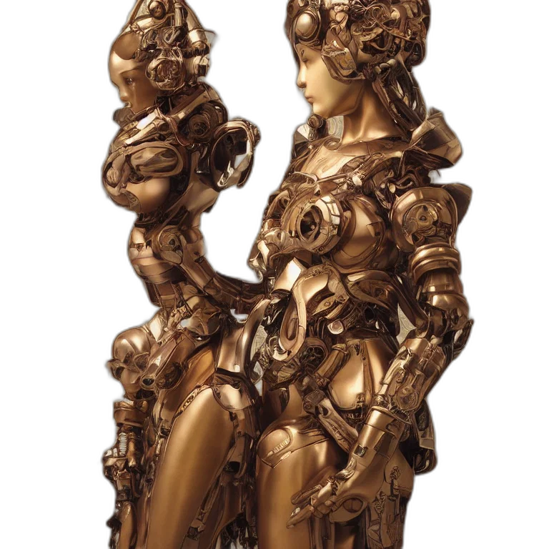 jewelry, crown, robot, concept art, 3d render, fantasy art, golden, octane transparent PNG cut-out