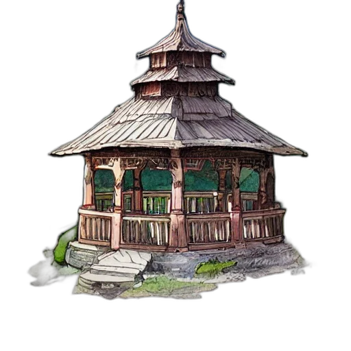 building, staff, furniture, hat, concept art, 3d render, photorealistic, watercolor transparent PNG cut-out