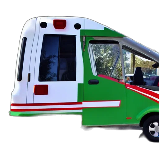car, 3d render, concept art, big, chungus, anthropomorphic, ambulance, shaped transparent PNG cut-out