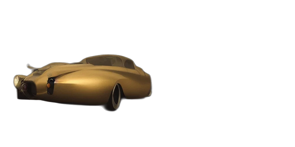 car, 3d render, concept art, photorealistic, golden, earth tones, parked, fallout transparent PNG cut-out