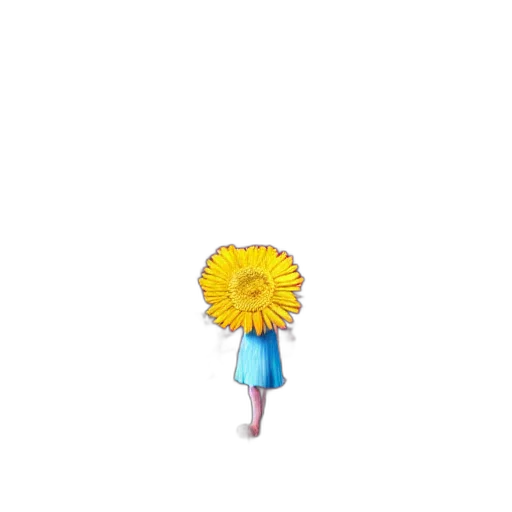 flower, staff, umbrella, dress, pixel art, 3d render, concept art, vaporwave transparent PNG cut-out