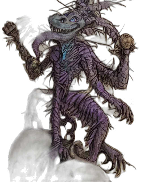 creature, staff, mask, dragon, concept art, fantasy art, comic book art, watercolor transparent PNG cut-out