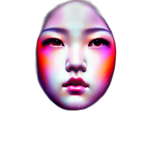 face, mask, robot, creature, vaporwave, photorealistic, 3d render, concept art transparent PNG cut-out