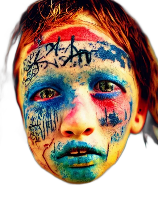 face, mask, photorealistic, watercolor, concept art, oil painting, blue, colorful transparent PNG cut-out