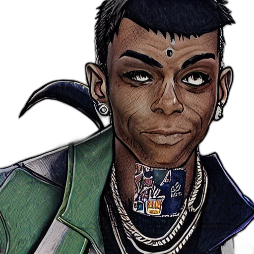 jewelry, face, jacket, dragon, comic book art, cartoon, concept art, fantasy art transparent PNG cut-out